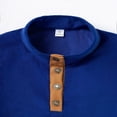 thumbnail image 6 of Lorytime Fall Sweatshirt for Men Color Block Vintage Fleece Pullover Mock Neck Buttom Long Sleeve Tops Outerwear Blue 3XL, 6 of 6