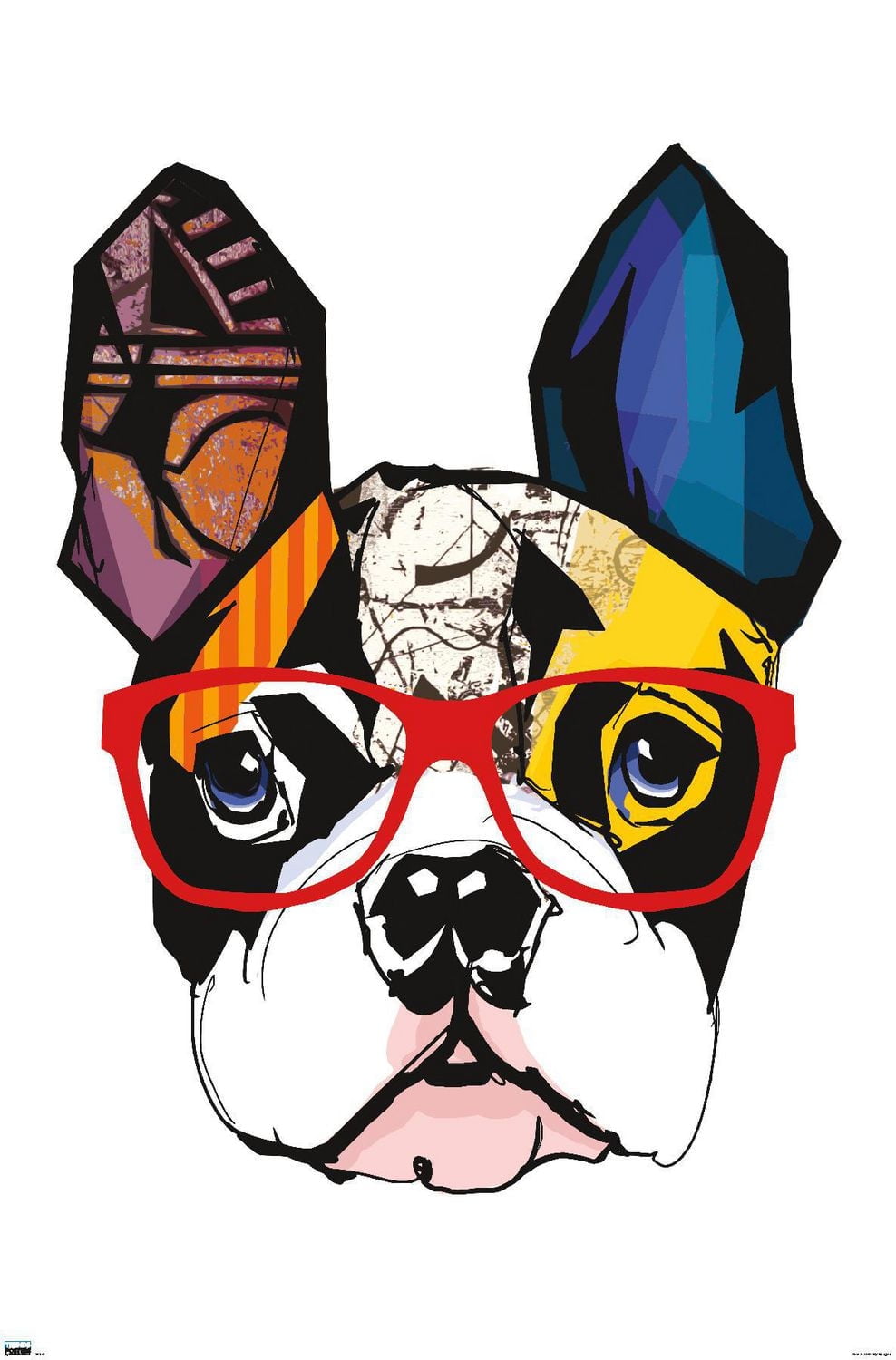 Art Deco - Boston Terrier with Glasses Wall Poster, 22.375" x 34"