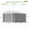 thumbnail image 5 of Patiowell 10 x 10 ft Outdoor Storage Metal Shed with Sloping Roof and Double Lockable Door, Gray, 5 of 7