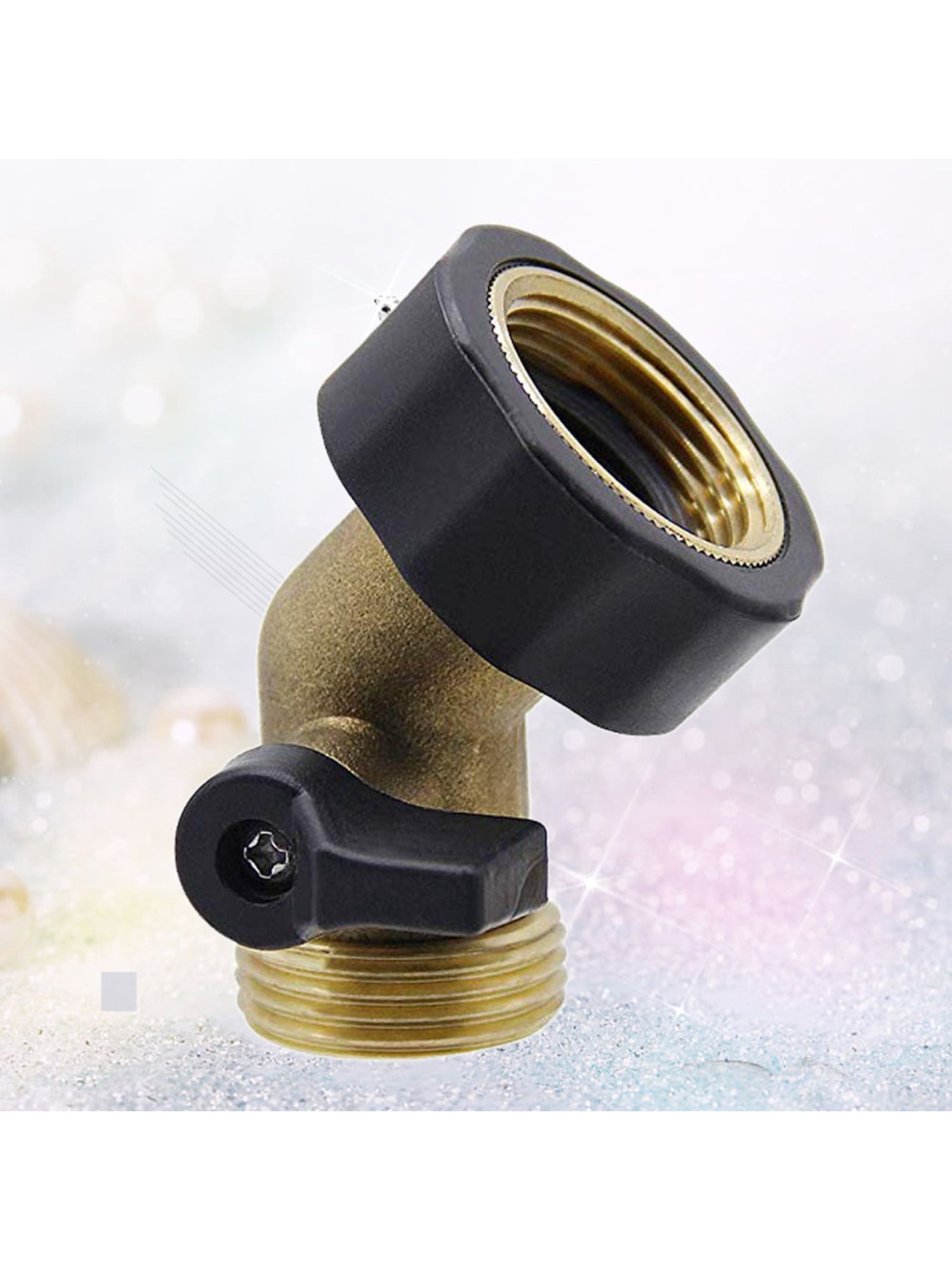 Hose Connector with Shut Off Valve Bending Heavy Duty Brass Garden Hose Connector with Shut Off Brass Water Hose Parts with Comfort Grip to Control Water Flow with US Plug