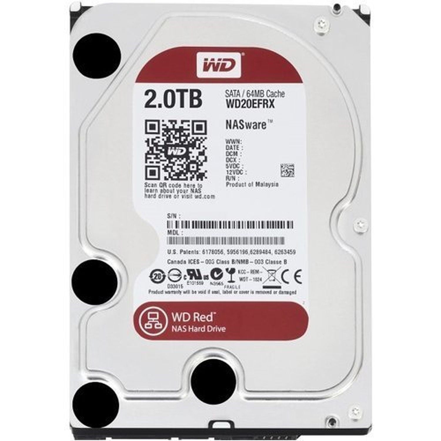 WD Red 2TB NAS Hard Disk Drive 5400 RPM Class SATA 6 Gb/s 64MB Cache
