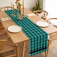thumbnail image 3 of Teal Black Plaid Table Runner - 60 Inch Long, Kitchen Dining Table Runner Dresser Scarves, Farmhouse Retro Star Abstract Checked Farmhouse Decor for Coffee Tables Wedding Party Banquet, 3 of 8