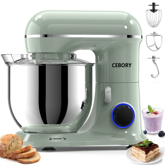 CEBORY 3-IN-1 Stand Mixer, 6.5 QT Tilt-Head 10-Speed Food Mixer, Kitchen Electric Mixer with Dough Hook, Beater, Whisk, Bowl for Most Home Cooks