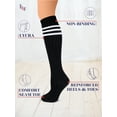thumbnail image 2 of HUGH UGOLI Women Cotton Knee High Socks with 3 Stripes, Long Dress School Uniform Socks for Girls, Boot Socks, Shoe Size 8-11, Black, 4 Pairs, 2 of 5