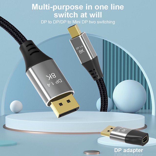 Adaptador Displayport Mini Dp Bidireccional Mini Dp Hembra A Dp Macho Adaptador 8K Convertidor Para Hdtv Pc