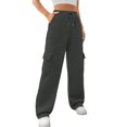 thumbnail image 2 of Womens Cargo Sweatpants Baggy Fleece High Waisted Joggers Sweat Pants Athletic Pants Dark Gray L, 2 of 8