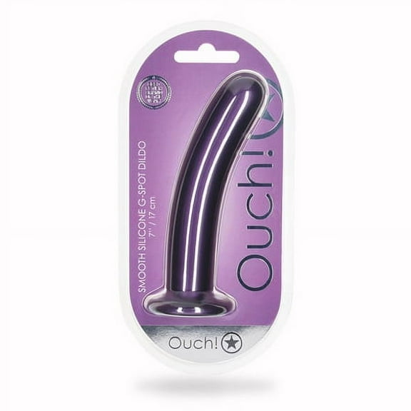 Shots Ouch! Smooth Silicone 7 in. G-Spot Dildo Metallic Purple