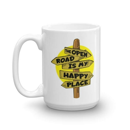The Open Road Is My Happy Place Coffee & Tea Gift Mug For A Driver & Driving Enthusiast (Best Gifts For Rv Enthusiasts)