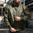 thumbnail image 2 of Men's Casual Bomber Jacket Outdoor Fall Winter Zip-Up Windbreaker, Water Resistant Padded Flight Jacket with Pocket, 2 of 5