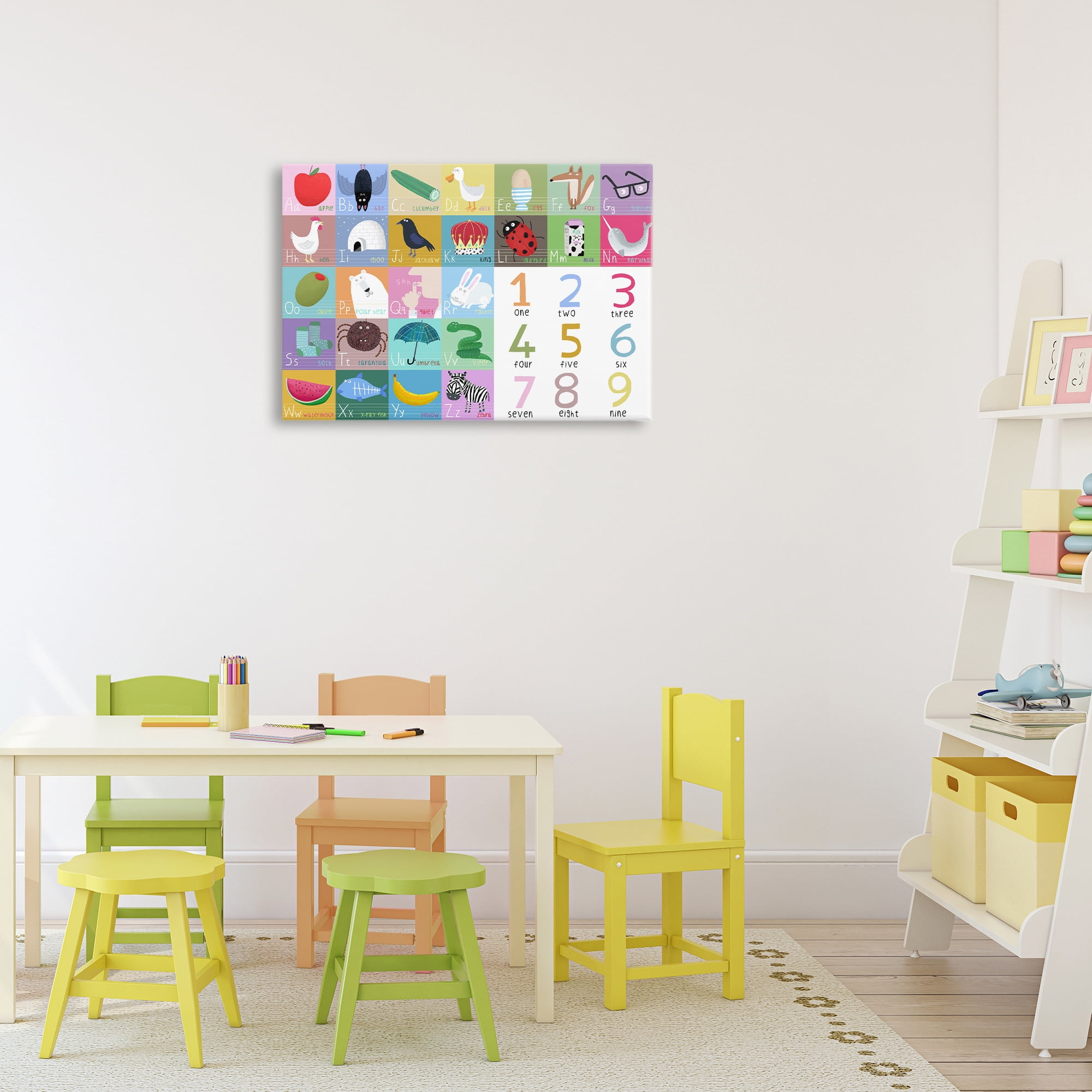 Stupell Industries Alphabet & Numbers First Words Canvas Wall Art, design by Carla Daly