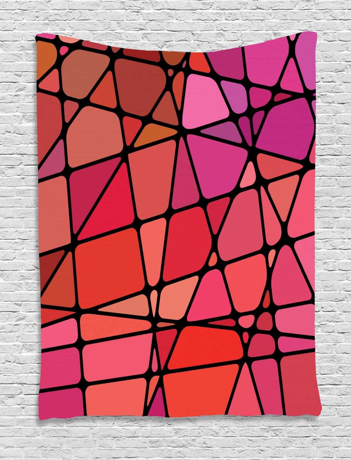 Retro Tapestry, Antique Stained Glass Illustration with Mosaic Design