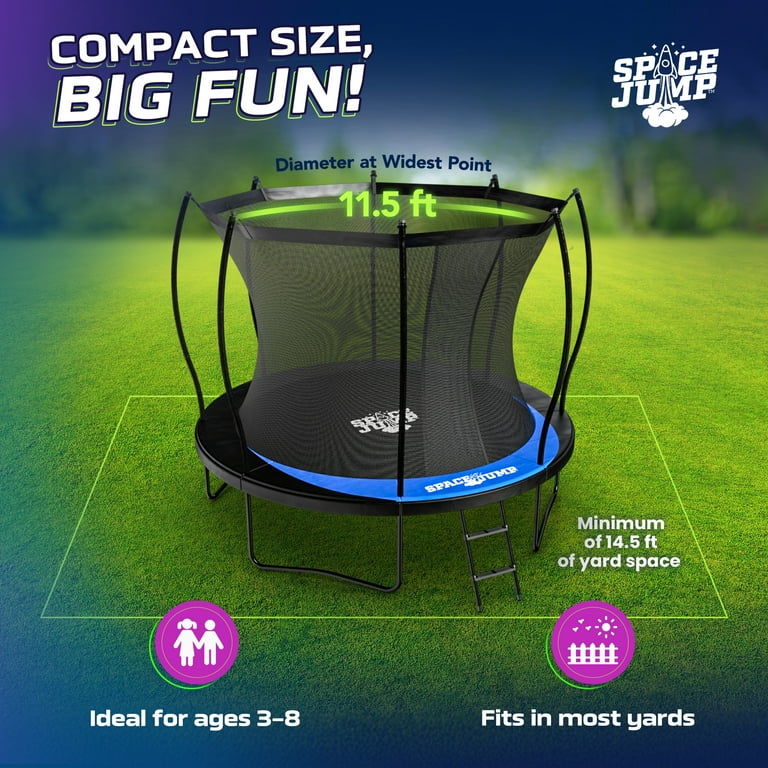 SpaceJump Lunar 10 Foot Trampoline, Outdoor Round Bouncer with