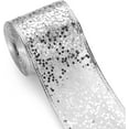 thumbnail image 2 of Joqmia Silver Wired Ribbon 2.5 Inch Silver Valentine's Day Tree Ribbon Glitter Sequin Metallic Mesh Wired wedding Ribbon for Wreaths Topper Bows Crafts Gift Wrap Holiday Decor- 10 Yards (30Ft), 2 of 5