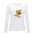 thumbnail image 3 of Pompotops Mode T-shirt Blouse à Manches Longues Col Rond Imprimé Décontracté pour Femmes, 3 of 4