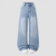 thumbnail image 2 of kpoplk Girls Straight Leg Baggy Jeans Loose Denim Pants with Pockets Classic Casual Style(Light Blue,12-13 Y), 2 of 4