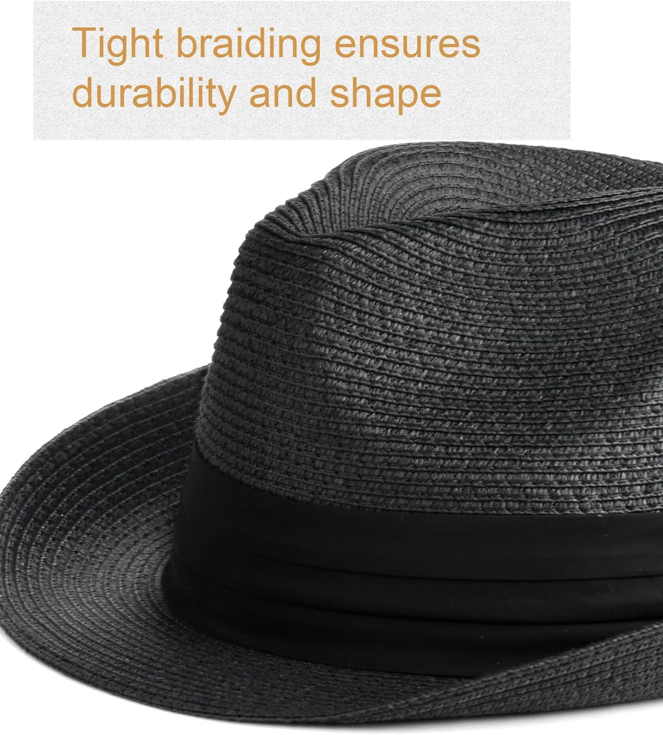 Straw Sun Hat Short Brim Panama Fedora Beach UPF 50+ Roll-up Travel Hat Straw Fedora Sun Hats for Men Women Short Brim Visor Beach  main image 4