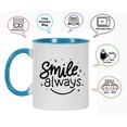 thumbnail image 3 of Inkdotpot Smile Always 11oz CeramicCoffeeMug Positive Inspirational Quotes Gift For Employee Boss Coworkers -Blue, 3 of 6