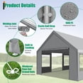 thumbnail image 4 of HOTEEL Carport 20x20 ft Heavy Duty Car Canopy with Roll-up Windows Portable Garage with Removable Sidewalls & Door, All-Season Outdoor Canopy Carport with Steel Frame, White, 4 of 6