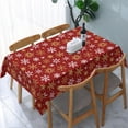 thumbnail image 2 of Dark Red Christmas Rectangle Tablecloth 60x84 Inch Gold White Xmas Snowflake Winter Holiday Theme Decorative Table Cloth Seasonal Rustic Farmhouse for Indoor Party Kitchen Dinner Picnic Decor, 2 of 5