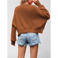 thumbnail image 4 of Women's Sweater Fall Crew Neck Batwing Sleeve Pullover Sweaters Brown XL, 4 of 7