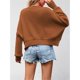 thumbnail image 4 of Suéter de Mujer de Otoño, Cuello Redondo, Tipo Murciélago, Estilo Pullover Marrón S, 4 of 7
