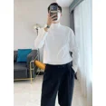 thumbnail image 5 of Camiseta de cuello alto medio unicolor para hombre, camiseta de invierno blanca para hombre, camiseta lisa informal, talla XL, elástica, manga larga, Y2k, nueva, 5 of 5