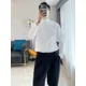 thumbnail image 5 of Camiseta de cuello alto medio unicolor para hombre, camiseta de invierno blanca para hombre, camiseta lisa informal, talla XL, elástica, manga larga, Y2k, nueva, 5 of 5