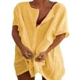 thumbnail image 1 of Robe Décontractée Ample Grande Taille pour Femmes Manches Courtes Boutons Robe Chemise de Plage, 1 of 2