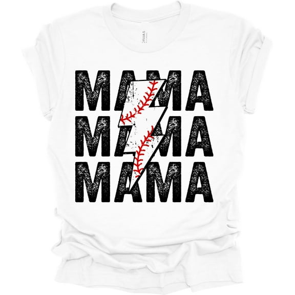 Trenz Shirt Company Baseball Mama Stacked Womens Short Sleeve T-shirt-White-Small
