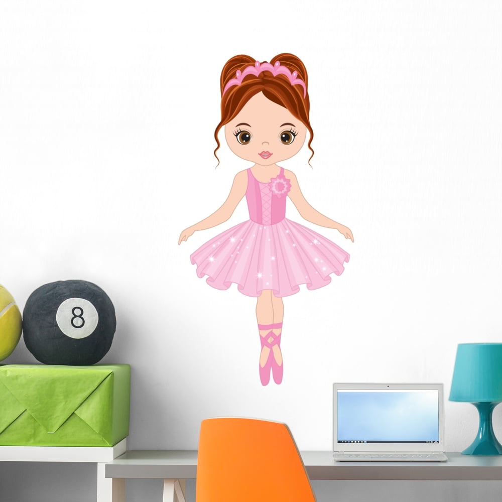 Cute Little Ballerina Dancing Wall Decal Wallmonkeys Peel and Stick Decals for Girls (12 in H x 12 in W) Wm502715, Size: 12H x 12W - Mini