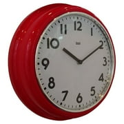 Bai Retro Modern 10" Round Wall Clock, Red