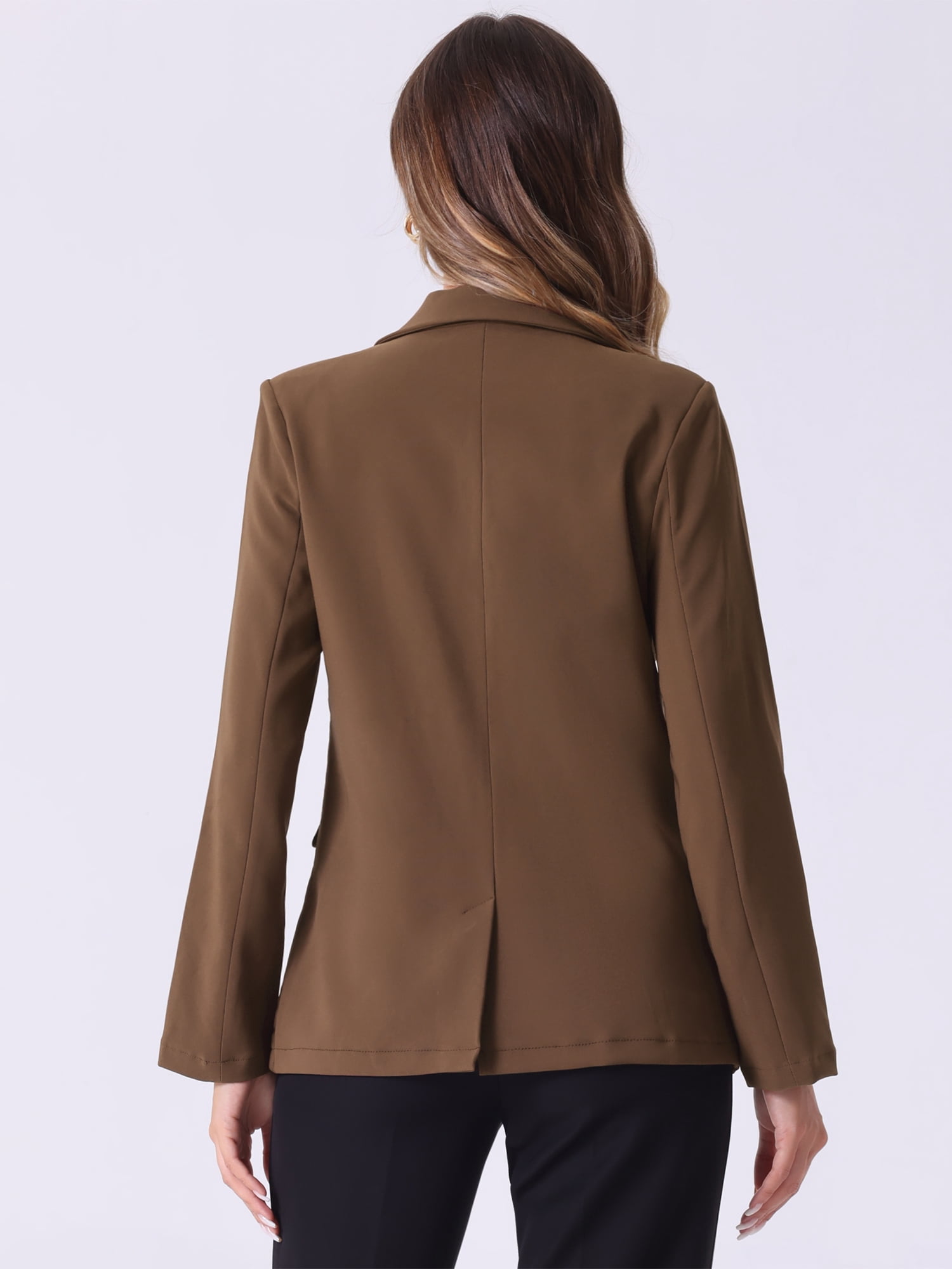DARING DIVA Double Breasted Work Office Blazer M Brown