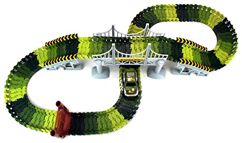 Dinosaur World Bridge Create A Road 142 Piece Toy Car & Flexible Track Playset w/ Toy Cars, 2 Dinosaurs - image 2 of 2