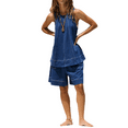 thumbnail image 5 of LYMAYTER Women Denim Shorts Sets Jean 2 Pieces Outfits for S-XL Loose Sleeveless Vest Tank Shirt Sets, 5 of 6