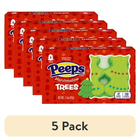 (5 pack) PEEPS Marshmallow Trees, Christmas Candy, 3 Count (1.5 Ounce)
