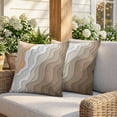 thumbnail image 3 of 24x24 Pillow Covers Set of 2, Brown Coastal Beach Square Throw Pillow Covers for Couch/Sofa/Living Room, Retro Farmhouse Ocean Waves Striped Decorative Soft Pillowcases for Couch Throw Pillows, 3 of 9