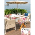 thumbnail image 4 of Outdoor Tablecloth with Umbrella Hole and Zipper, Pink Flower Rectangle Table Cloth 54x80 Inch Waterproof Tablecloth, Spring Floral Butterflies Birds Farmhouse Picnic Table Cover for Patio Camping, 4 of 7