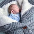 thumbnail image 3 of ZHAOCHENG Saco de dormir cálido de invierno para bebé, manta cálida de lana suave y gruesa para cochecito, manta para siesta, además de terciopelo gris oscuro, 3 of 3