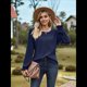 thumbnail image 4 of Camisas de Larga para Mujer, Cuello Redondo, Túnicas Informales Holgadas, Blusas Elegantes para el Trabajo, Ropa de Moda de Otoño 2025 Azul Marino XL, 4 of 10