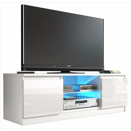 UBesGoo White TV stand Unit Cabinet 120cm wide gloss body ...