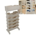thumbnail image 1 of Movable Bookshelf Cart, 6 Tire Rolling Book Cart Office Paper Organizer Slim Utility Organizer White Plastic Mobile Unique Bookcase with Wheels for Classroom Office, 1 of 7