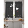 thumbnail image 4 of Sheer Curtains 72 Inches Long 2 Panels Set for Bedroom, Black Modern Semi Sheer Curtains for Windows, Farmhouse Rabbit Abstract Art Voile Window Treatments Rod Pocket Curtain, 4 of 7