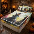 thumbnail image 3 of Erosebridal Halloween Witch Zipper Twin Comforter Sets with Fitted Sheet and 2 Pillowcases, Fall Floral Zipper Bedding Set for Boys Girls, Multicolor Pastel Tone, Halloween Reversible, 3 of 7