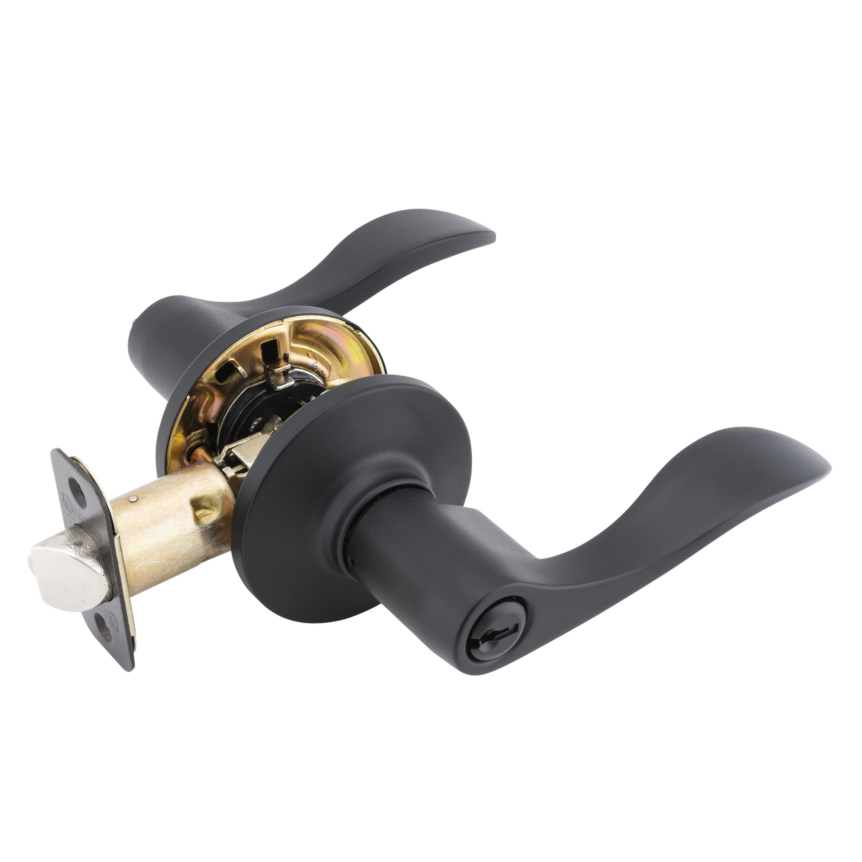 Brinks Keyed Entry Modern Wave Style Lever Doorknob with Pro-Guard