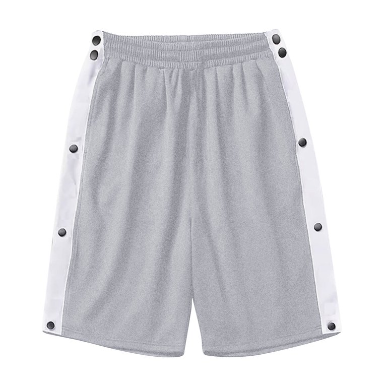 JNGSA Running Shorts,Side Snap Loose Fit Shorts for Men Elastic Waist  Straight Side Open Leg Shorts with Pockets Mens Fishing Shorts Gray XXXL 