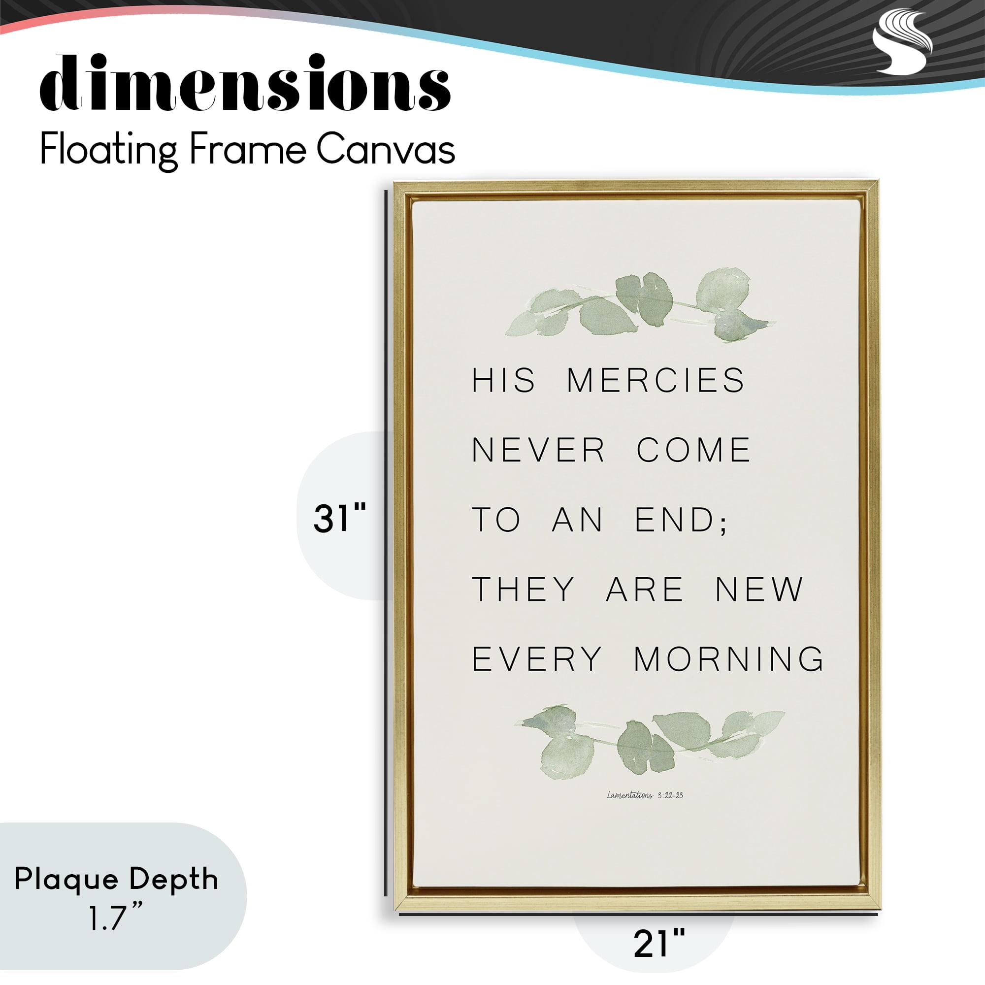 Stupell Industries Mercies New Every Morning Gold Framed Floater Canvas Wall Art, design by Lucille Price