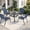 Black Table/4 Drak Blue Chair, variant on CHINNLUU Outdoor Dining Set for 6,7pcs Patio Table and Chairs Set with Adjustable Umbrella Hole,Heavy Duty 63”x37.8” Metal Dining Table and Stackable Patio Chair for Yard, Garden, Porch