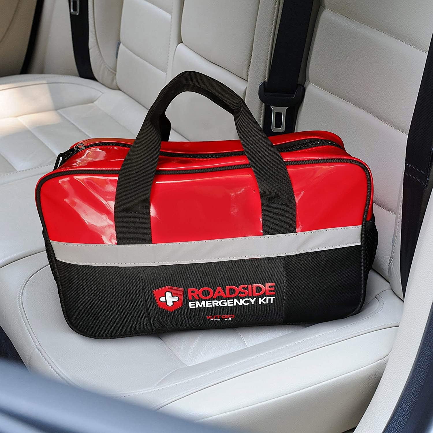 Kitgo Car Emergency Kit, Premium Roadside Rescue Essentials, Ideal Car Road Safety Kit for Trucks, RVs, etc. (Red)