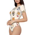 thumbnail image 2 of Daiia Shiba Head Face print Women's Crew Neck Short Sleeve Bodysuit Fashion Tops Fit Casual Basic Extender Bodysuit-Medium, 2 of 9