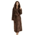 thumbnail image 6 of Nfurl Flannel Bathrobes for Women with Hood Winter Warm Fuzzy Long Sleeve Spa Bathrobe Soft Solid Color Housecoats Ladies Sleepwear Robe Coffee XL, 6 of 9